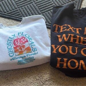 LONELY GHOST White and Black Sweatshirts & Hoodies